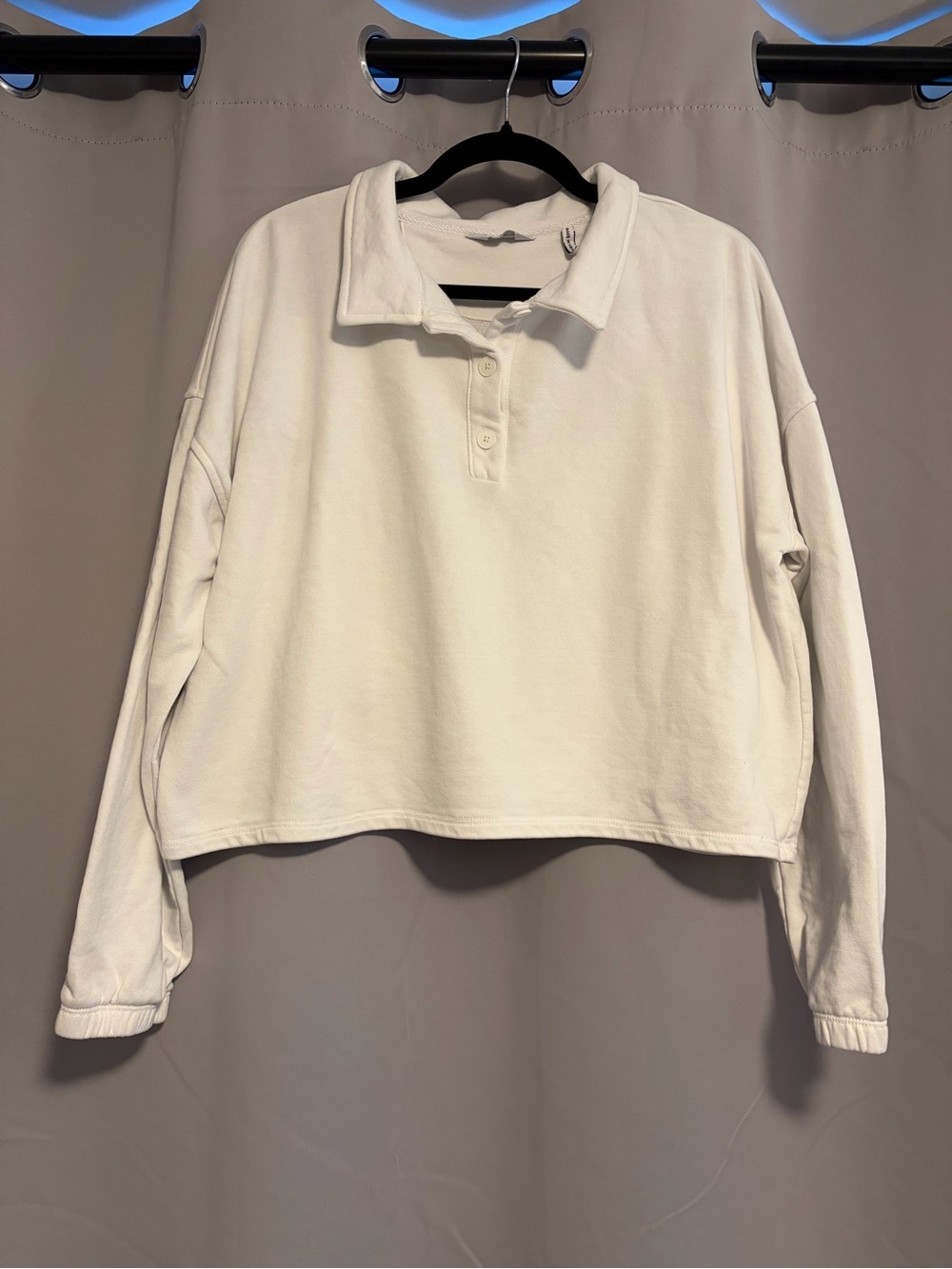 Peloton White Cropped Polo Sweatshirt